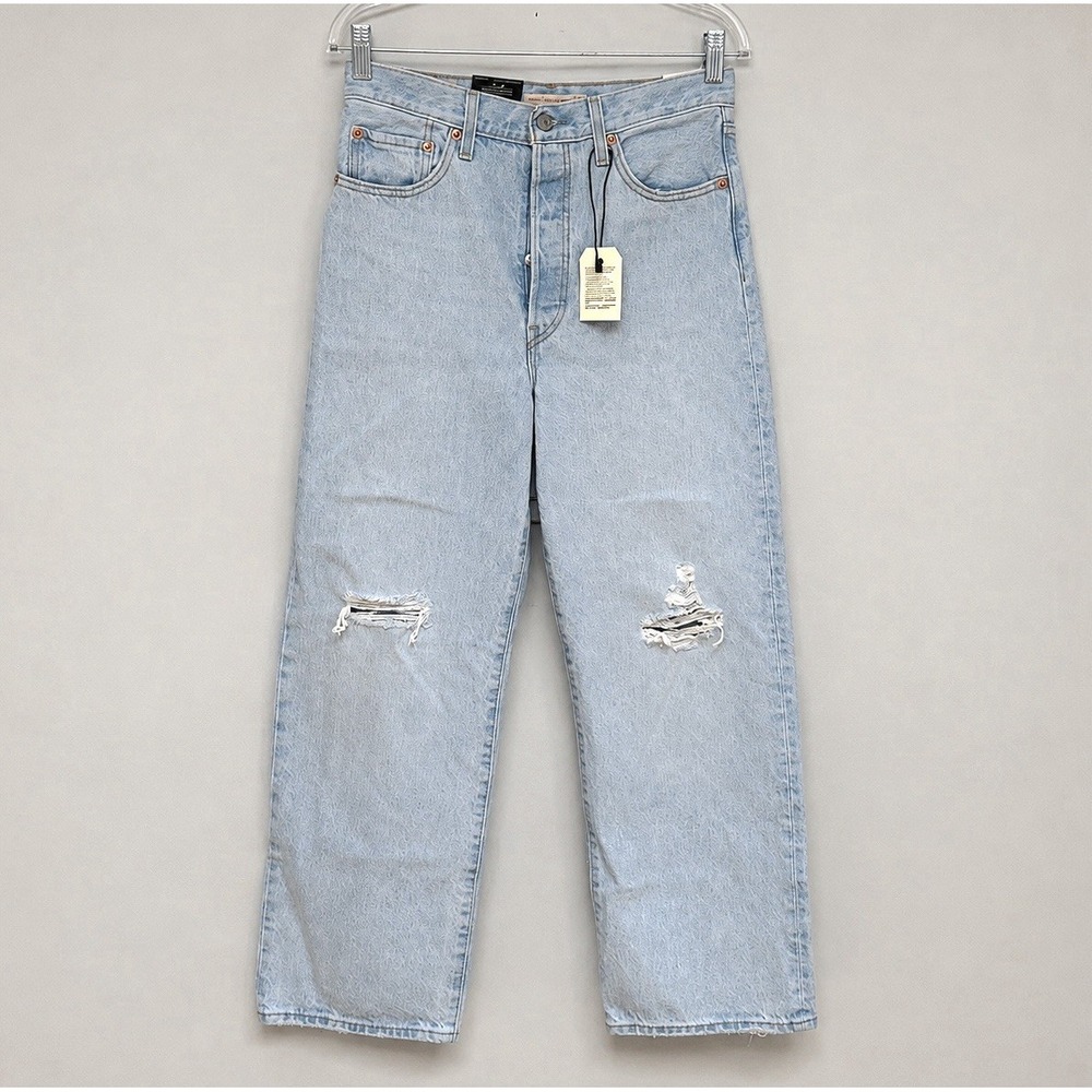 NWT Levi's Ribcage Straight Ankle Jeans 28x27 High Rise Distressed Light Wash